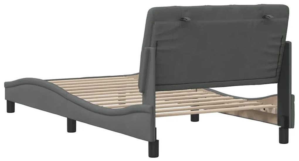 Estrutura de cama sem colchão 100x200 cm tecido cinzento-escuro