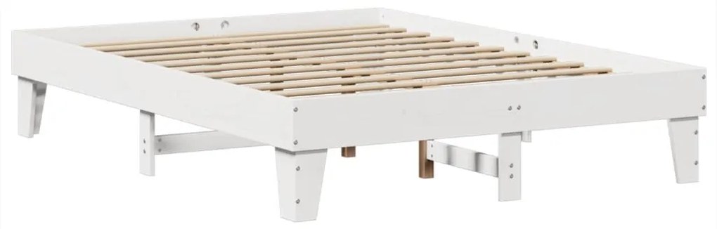 Cama sem colchão 140x190 cm madeira de pinho maciça branco