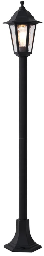 Poste de exterior clássico preto 122cm IP44 - New Haven Hammered