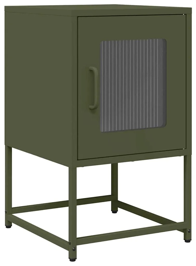 Mesa cabeceira 36x39x60,5 cm aço laminado a frio verde-azeitona