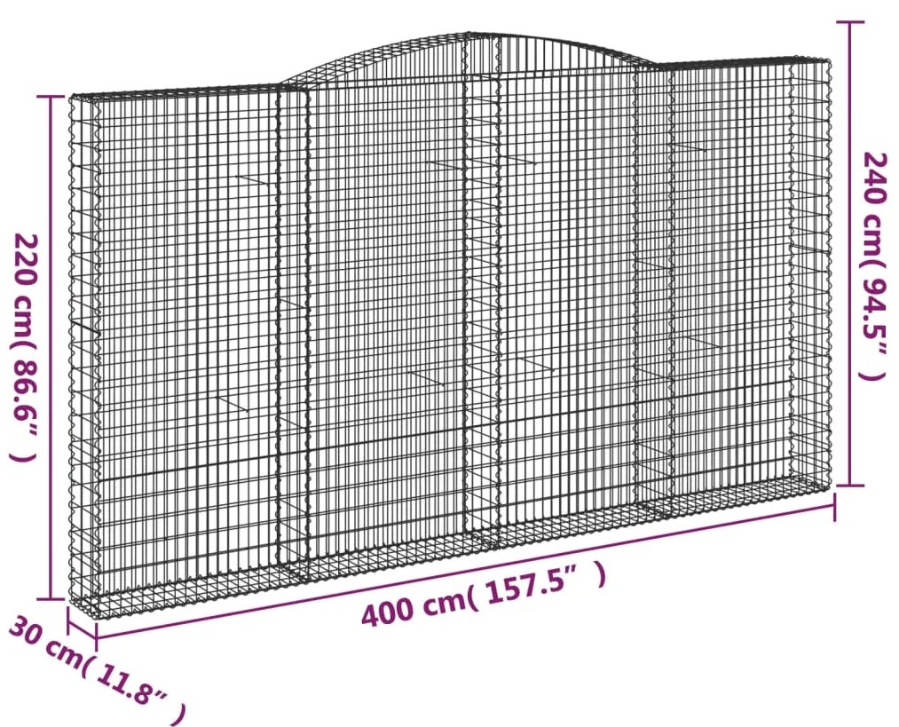 Cestos gabião arqueados 2pcs 400x30x220/240cm ferro galvanizado
