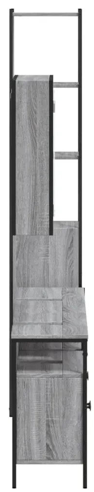 4 pcs conj. móveis casa de banho derivados madeira cinza sonoma