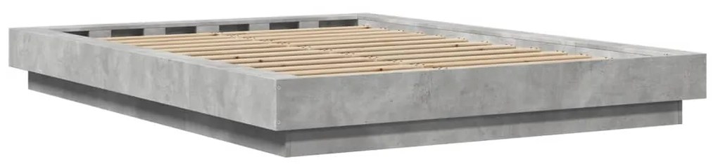 Estrutura cama c/ luzes LED derivados de madeira cinza cimento
