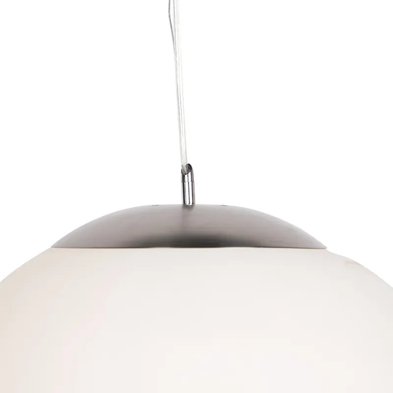LED Candeeiro suspenso inteligente escandinavo prateado com vidro opalino 50cm incl. WiFi A60 - Ball 50
