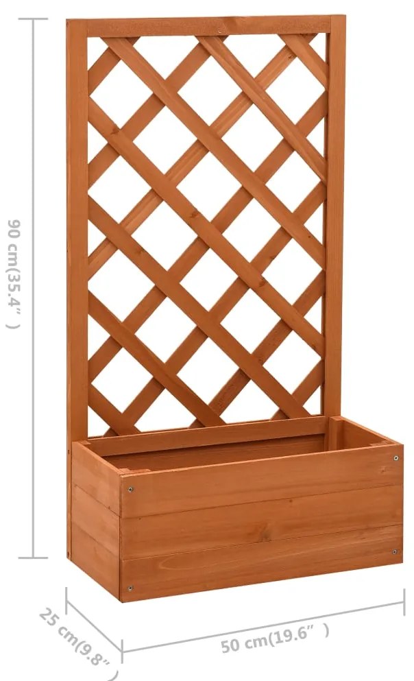 Vaso com treliça para jardim 50x25x90 cm abeto maciço laranja