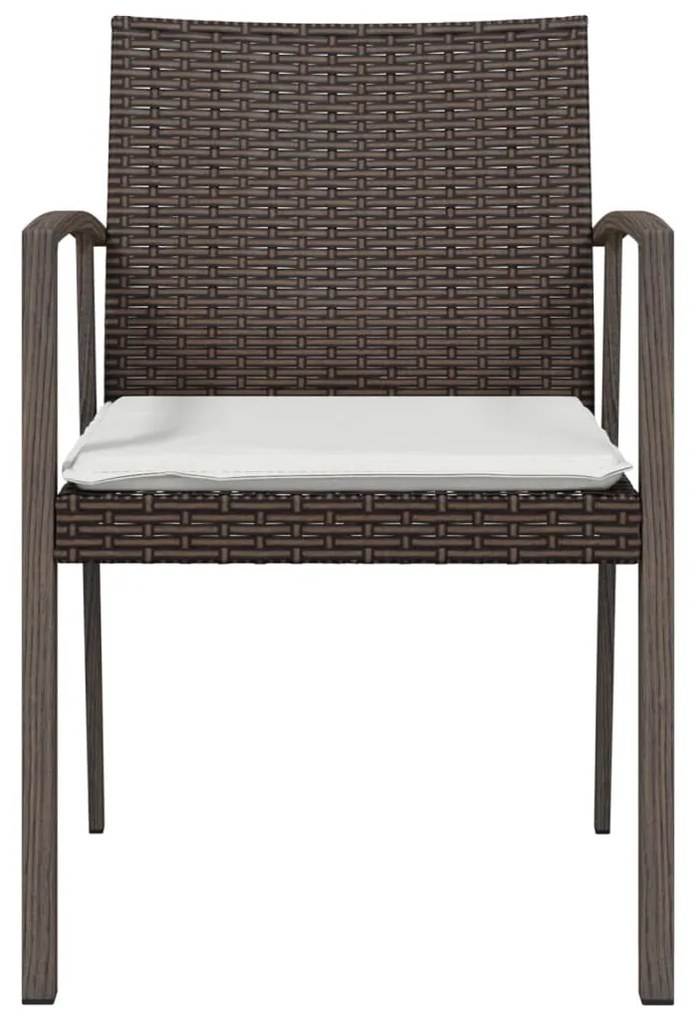 Cadeiras jardim + almofadões 4pcs 56,5x57x83cm vime PE castanho