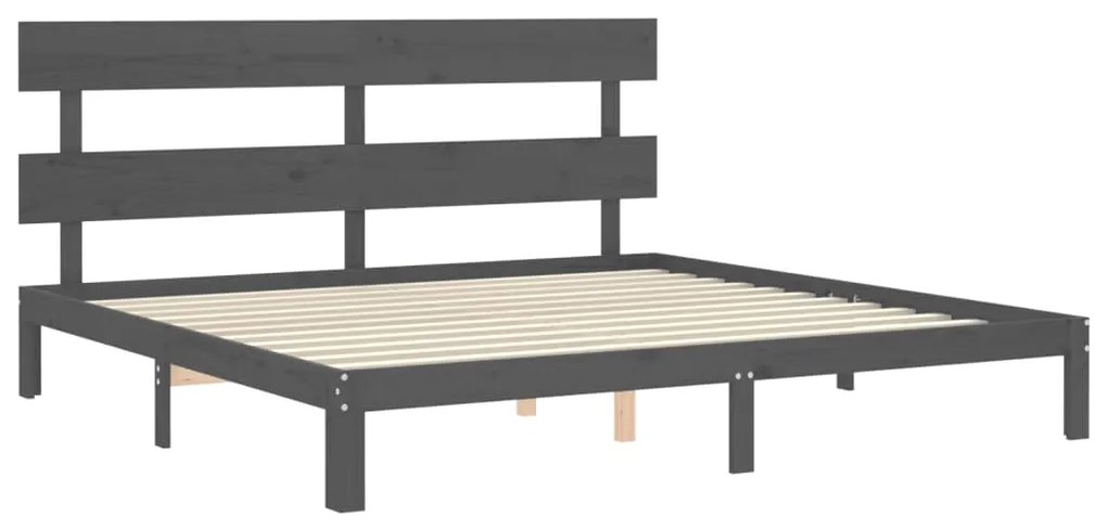 Estrutura de cama com cabeceira 200x200 cm madeira maciça cinza