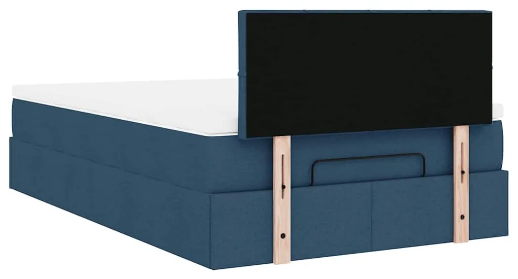 Estrutura de cama otomana com colchão 120x190 cm tecido azul