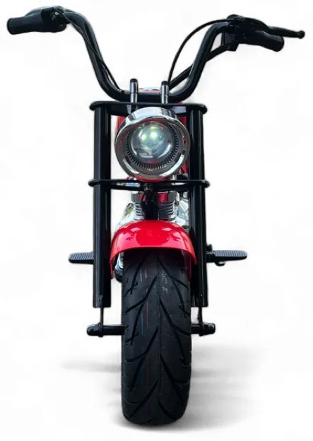 Mota elétrica infantil de 24V Chopper Warrior pneus pneumáticos e assento em pele sintética Vermelha