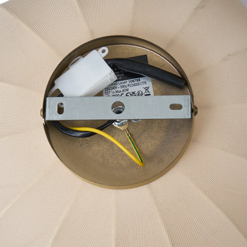 Plafon Japandi Dourado com Abajur Bege - Pluni