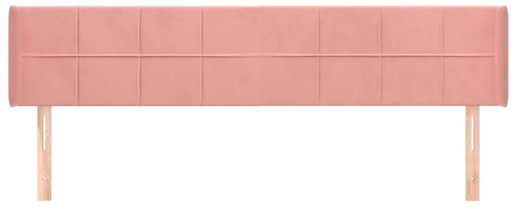 Cabeceira de cama c/ abas veludo 183x16x78/88 cm rosa