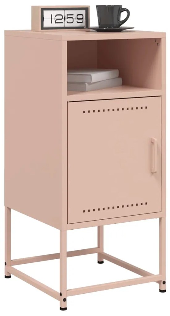Mesas de cabeceira 2 pcs 36x39x78 cm aço rosa