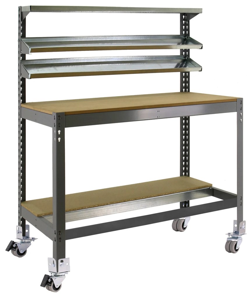 Bancada de Trabalho SIMONWORK MOBILE BT1 1500 CINZENTO/MADEIRA Casa, Escritório, Garagem, Oficina Capacidade 120 Kg Dimensões 1520x1510x760 mm