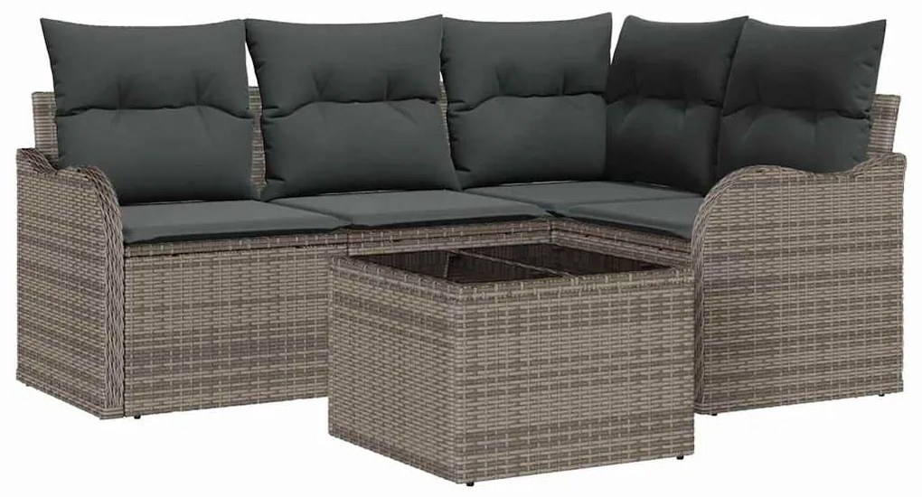 Conjunto de Sofá de Jardim de 4 Peças com Almofadas de Polirattan Pret