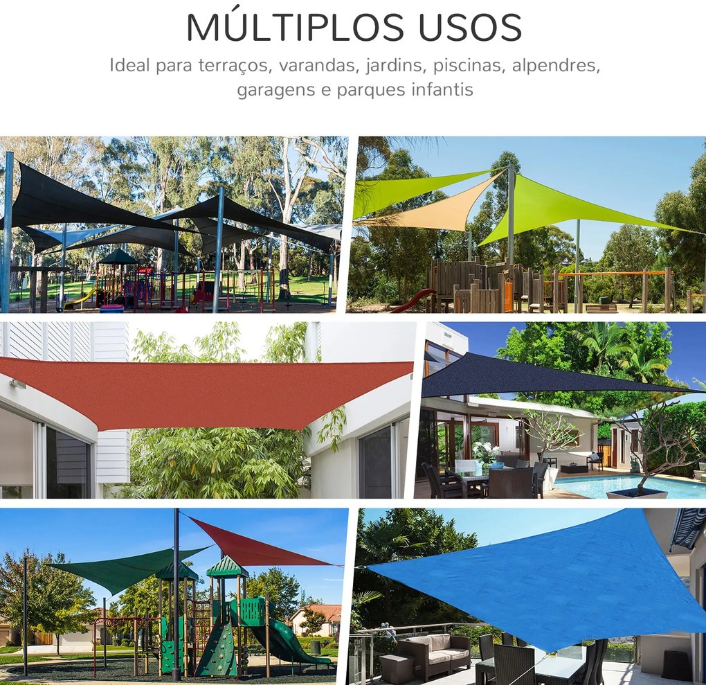 Vela/Toldo de Sombra Retangular 4x6 m em Poliéster – Proteção UV e Ins