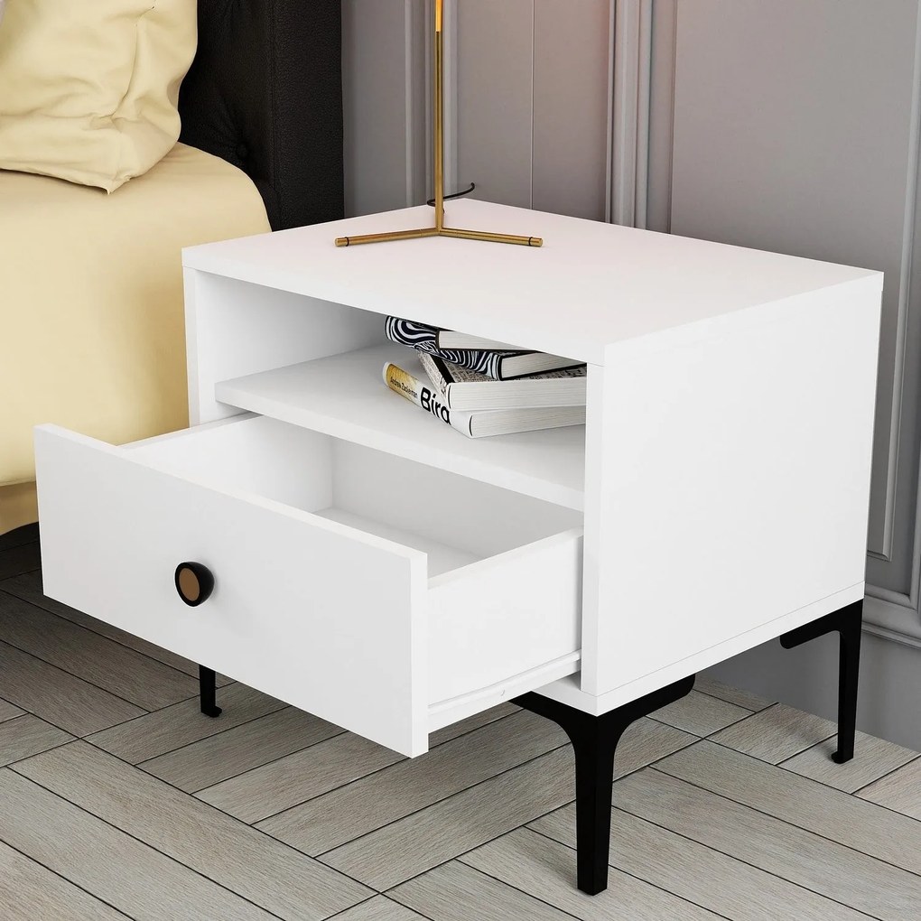 Mesa de Cabeceira Lizbon500 – Branco – 56x50,8x40 cm
