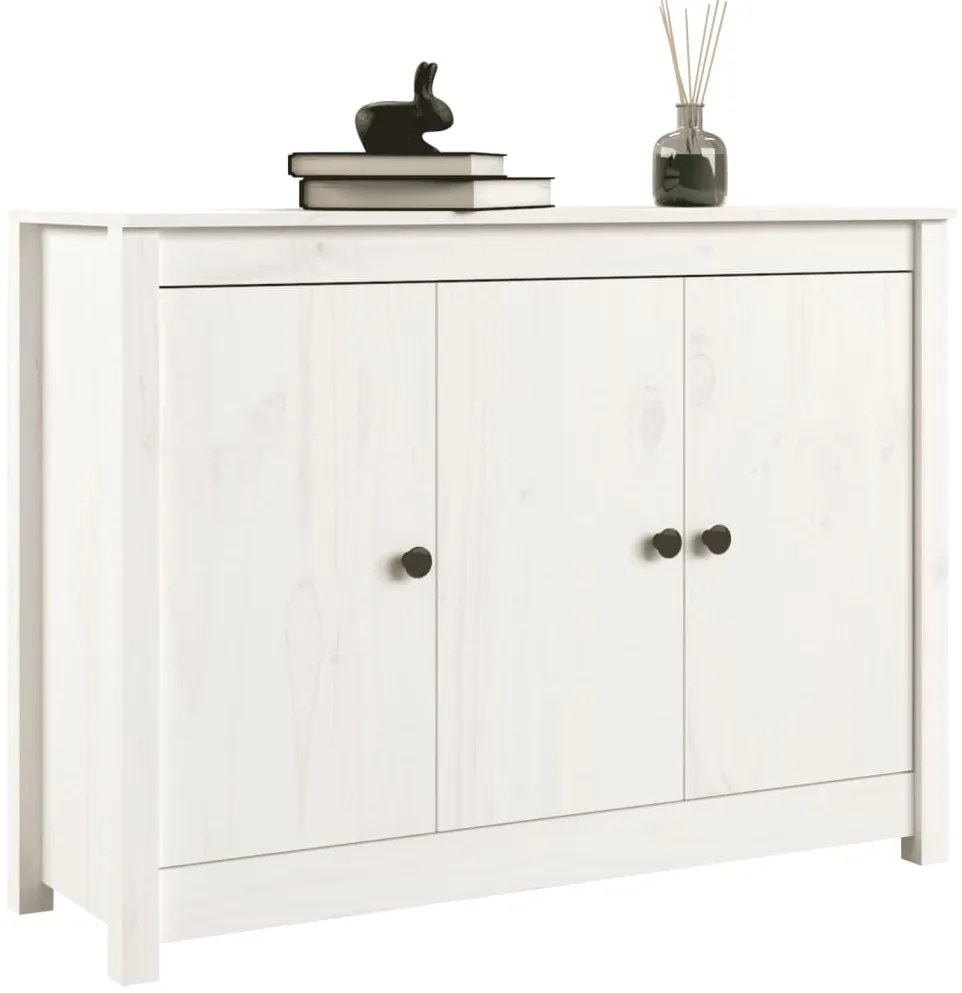 Aparador 100x35x74 cm madeira de pinho maciça branco
