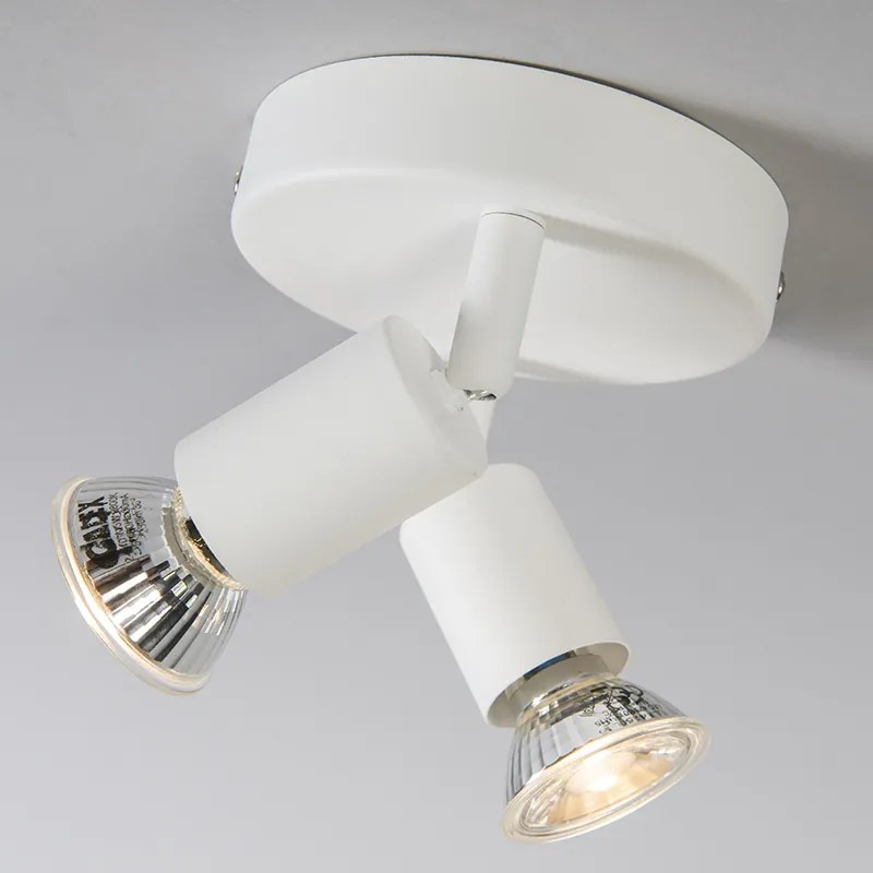 Foco moderno branco inclinável redondo 2 luzes - Jeany Moderno