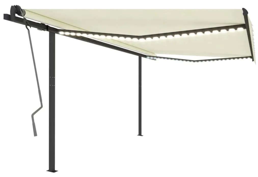vidaXL Toldo automático c/ LED e sensor de vento 4x3,5 m cor creme
