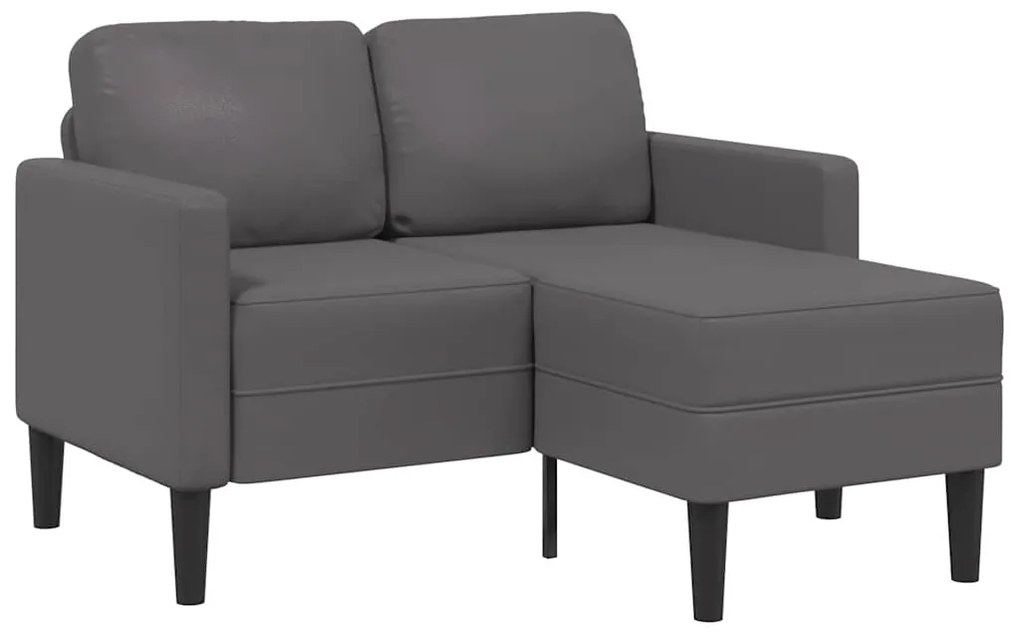 vidaXL Sofá 2 lugares com Chaise em L 125 cm couro artificial cinzento