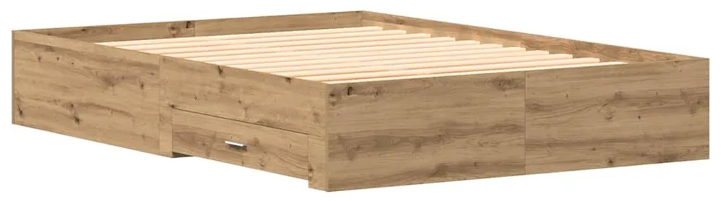 Cama com Gavetas vidaXL Carvalho Artisan 135x190 cm Madeira Revestida