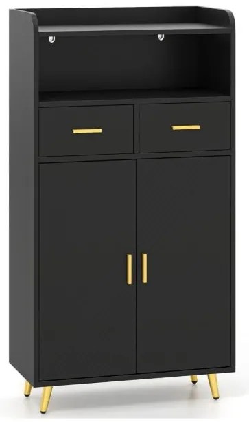 Armário de armazenamento de cozinha de 113 cm, armário de despensa com portas, 2 gavetas, prateleira ajustável, aparador moderno cinza