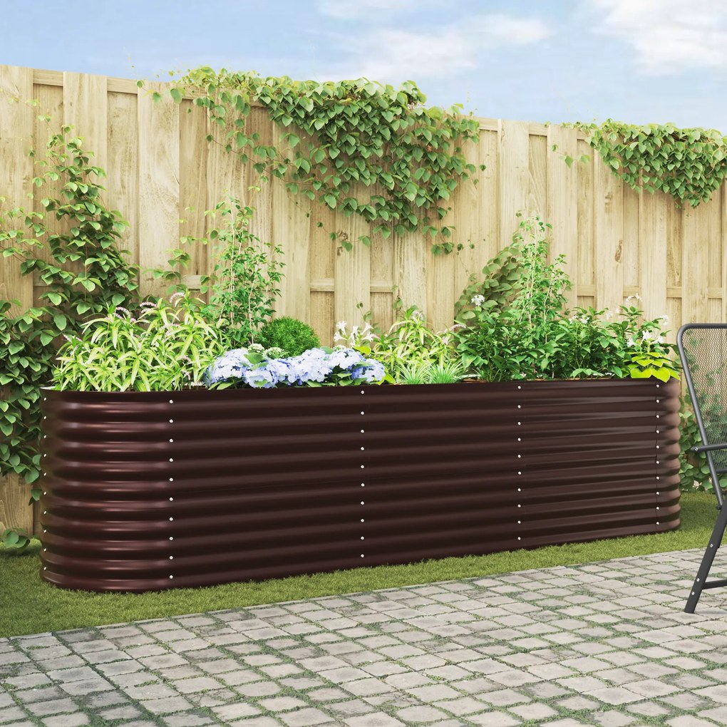 Horta Elevada vidaXL Castanho 320x80x81 cm Aço Galvanizado