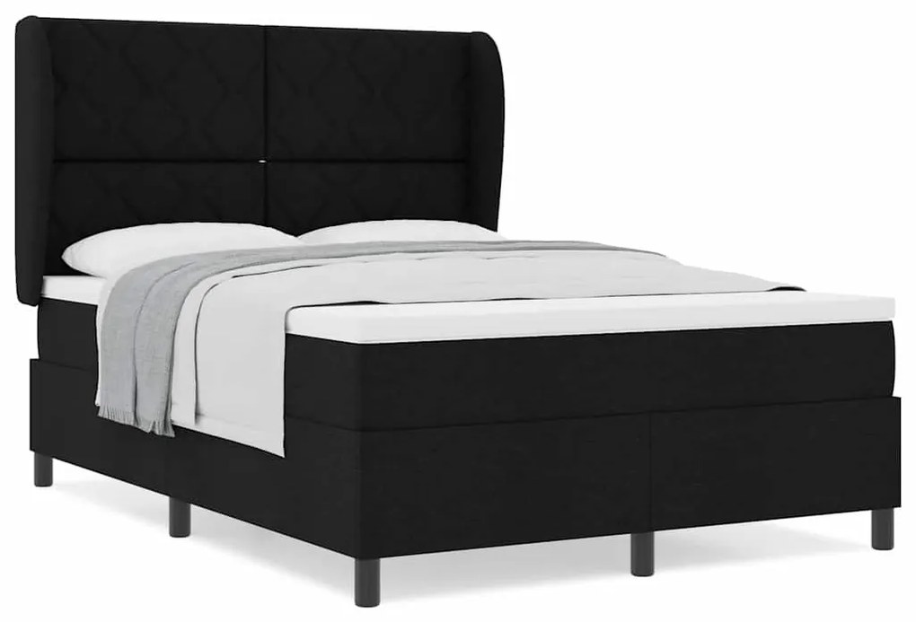 Cama Box com Colchão Preto, 160x200 cm de Tecido.
