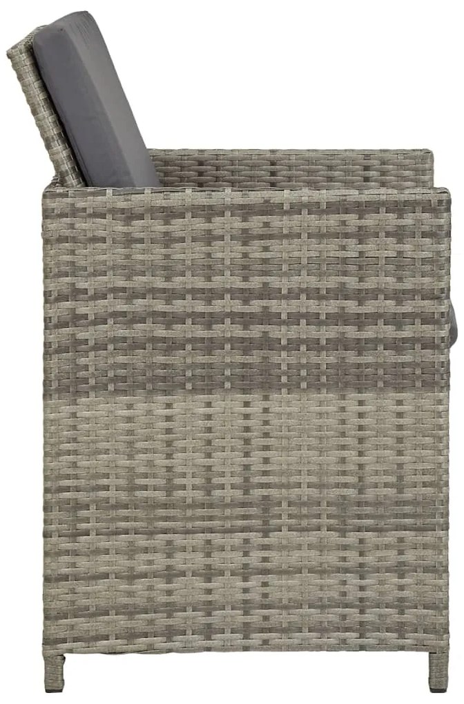 9 pcs conjunto jantar exterior c/ almofadões vime PE cinzento