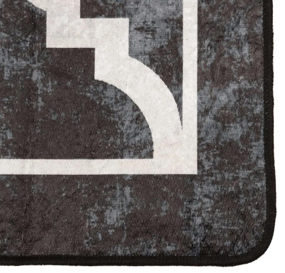 Tapete lavável antiderrapante 160x230 cm preto e branco
