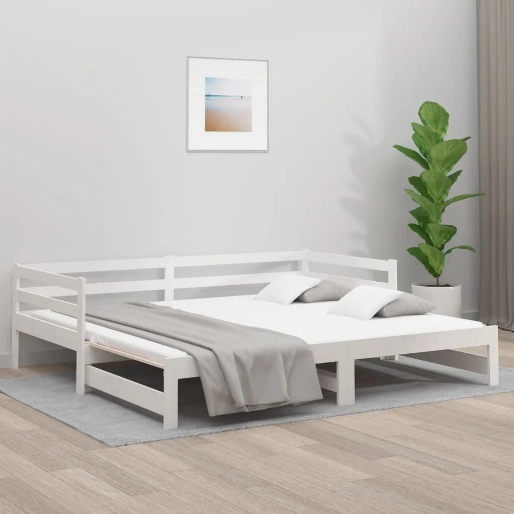 814655 vidaXL Estrutura sofá-cama de puxar 2x(90x190) cm pinho maciço branco