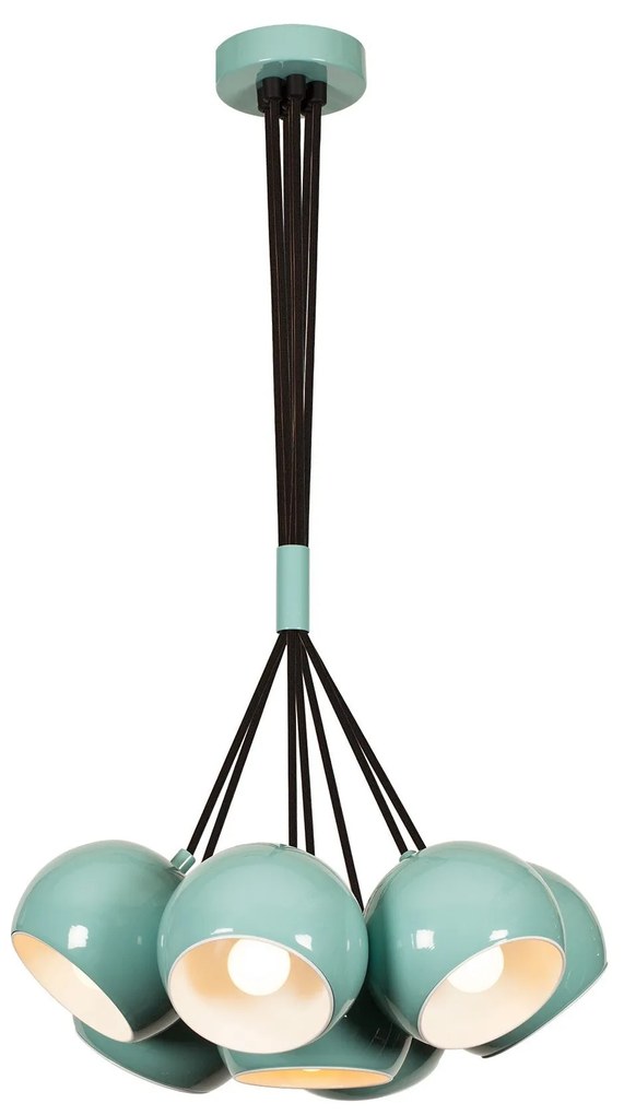 Candeeiro de Teto Sivani – Turquesa e Branco – 45 cm de Diâmetro