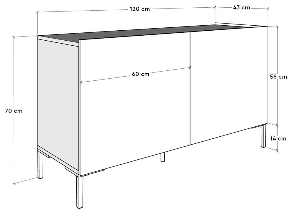 Móvel de TV "Cleo" – Branco Diamente– 120 x 70 x 43 cm – Design Modern