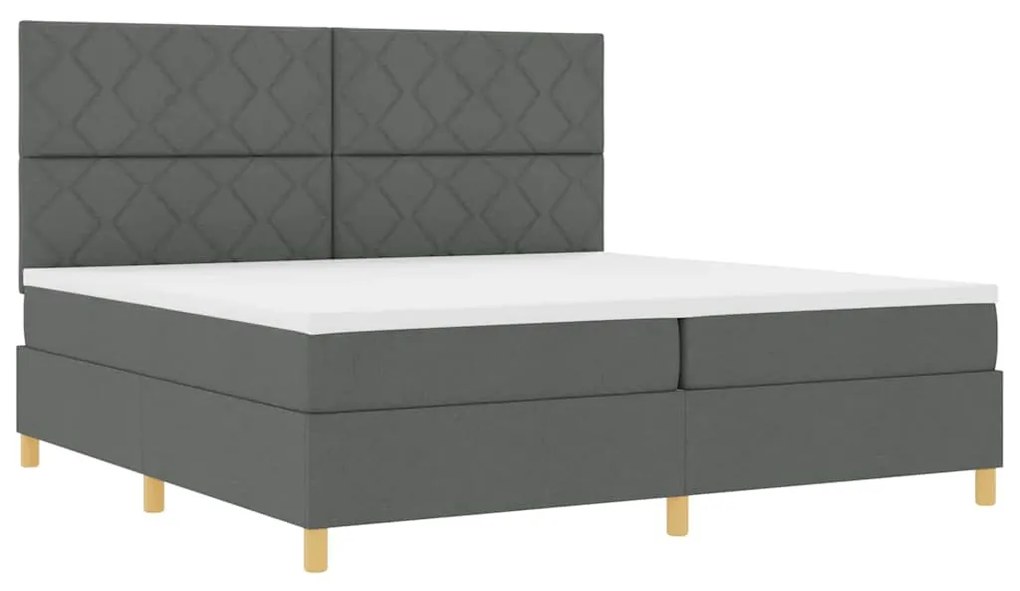 Cama Box Spring com Colchão Cinza Escuro 200x200 cm Tecido