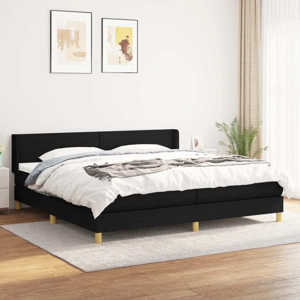 vidaXL Cama com molas/colchão 200x200 cm tecido preto