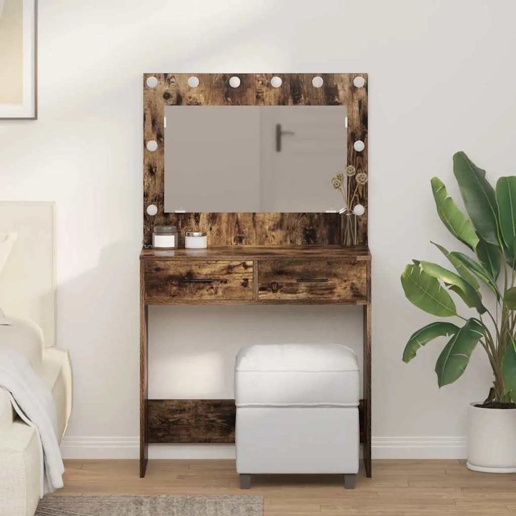 vidaXL Mesa de Maquiagem Carvalho Defumado 78.5 x 41 x 135 cm
