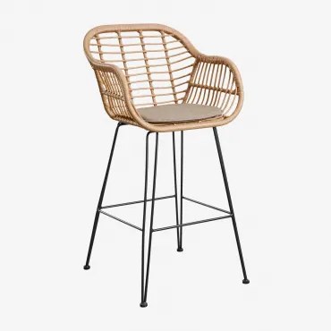 Banqueta Alta De Jardim Em Rattan Sintético Zole ↑75 Cm & Castanho Areia - Sklum