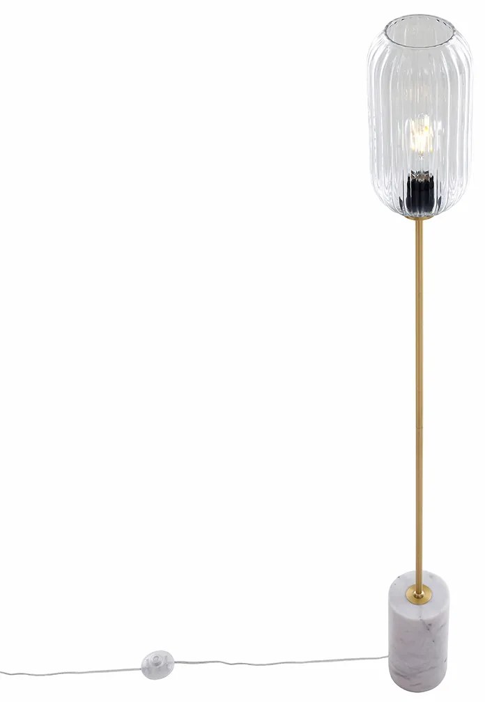 Candeeiro de pé Art Déco em latão com vidro transparente - Rid Art Deco