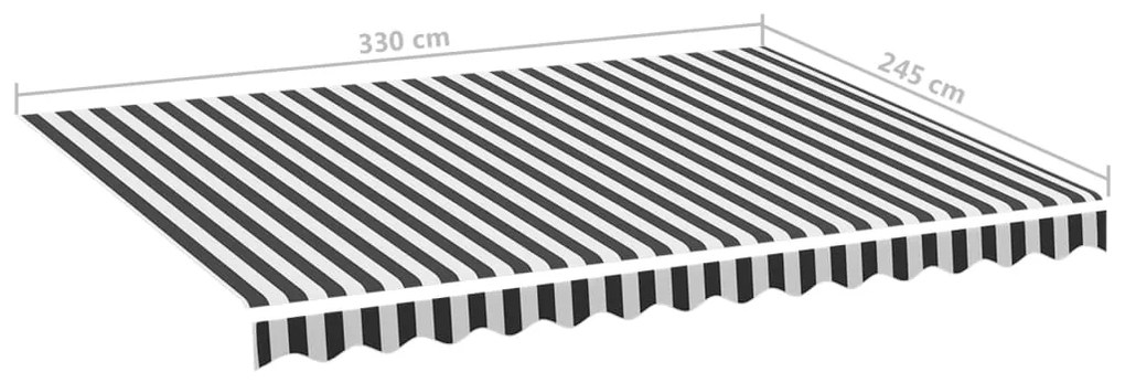 Tecido de substituição para toldo 3,5x2,5 m antracite e branco