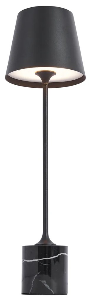 Candeeiro de mesa moderno preto 37cm incl. LED regulável IP54 recarregável - Topi Moderno