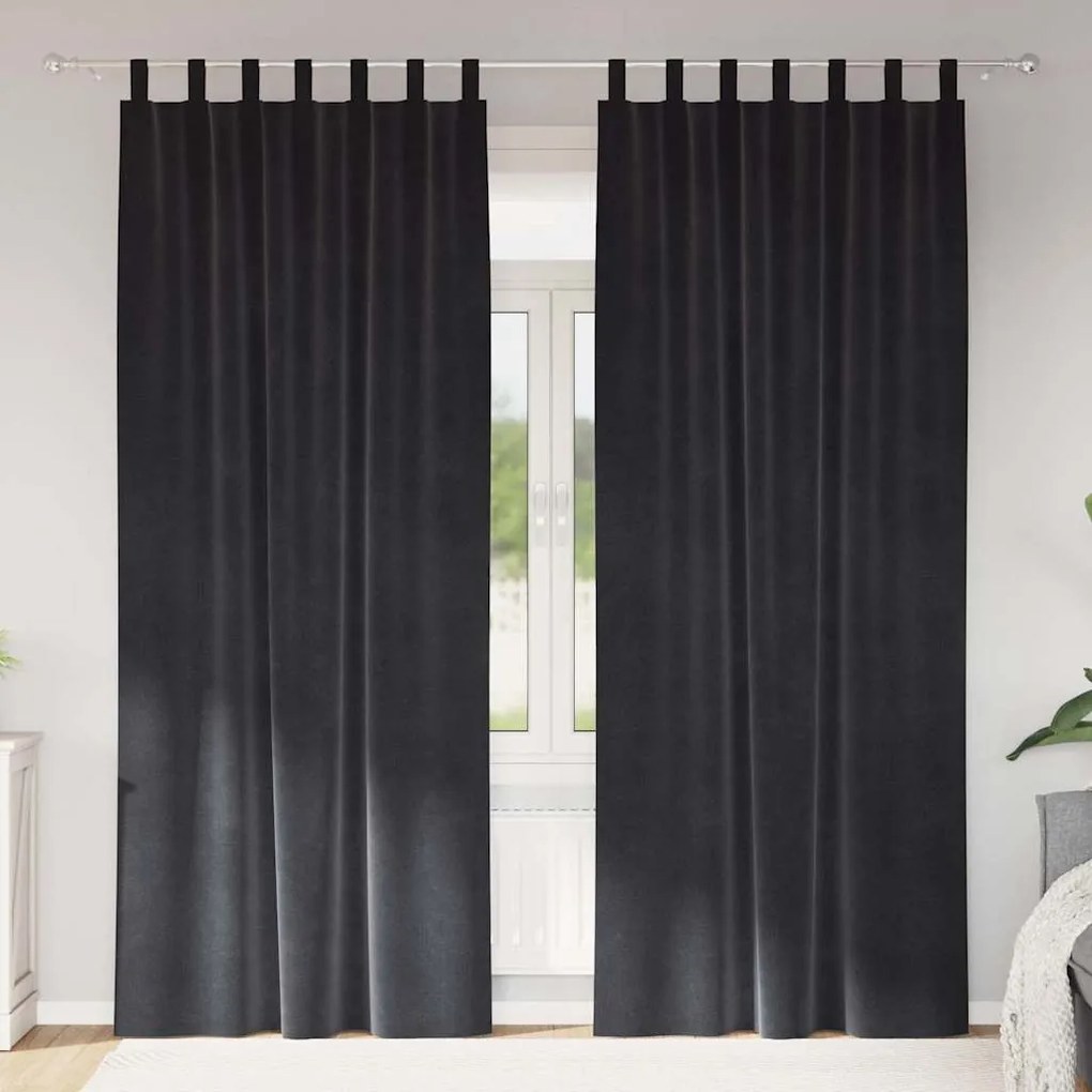 Cortinas Blackout vidaXL com Laços de Suspensão 2 pcs Cinza Escuro Vel