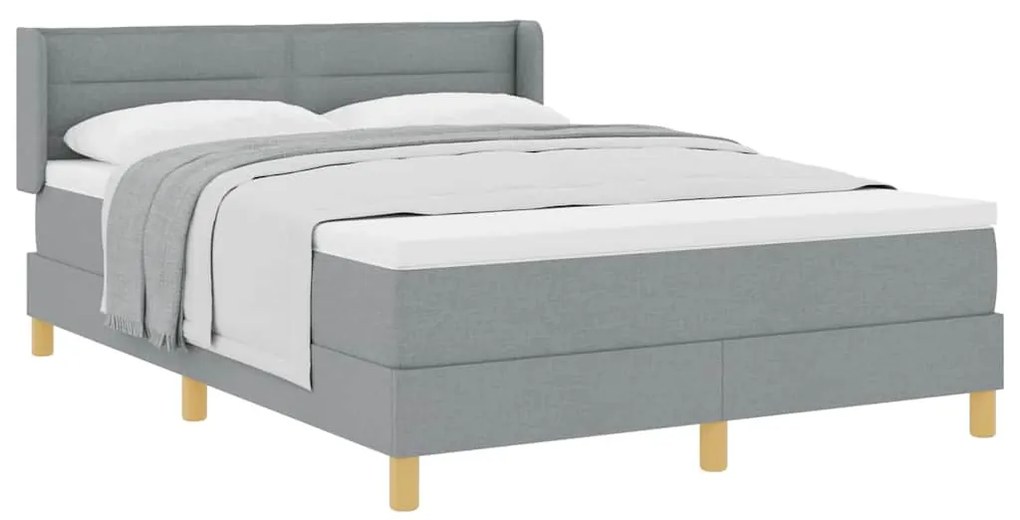 Cama Box com Colchão Cinza Claro, 140 x 200 cm, Tecido