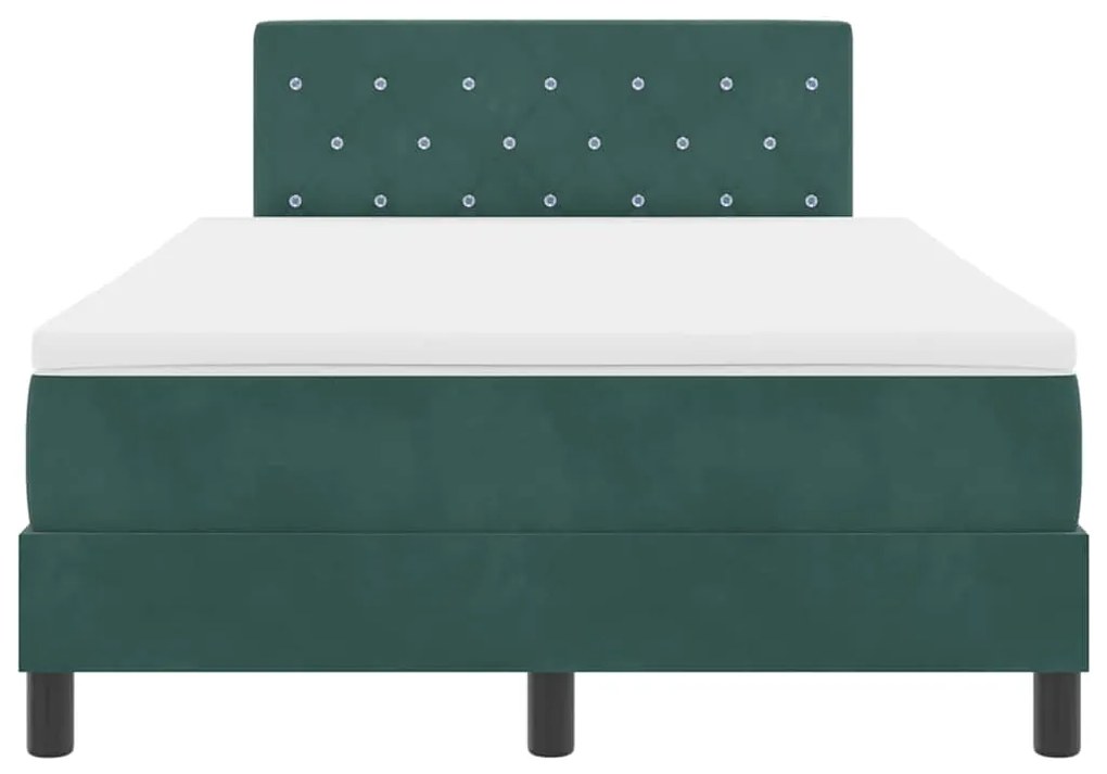 Cama Box Spring vidaXL com Colchão Verde Escuro Duplo Pequeno de Velud