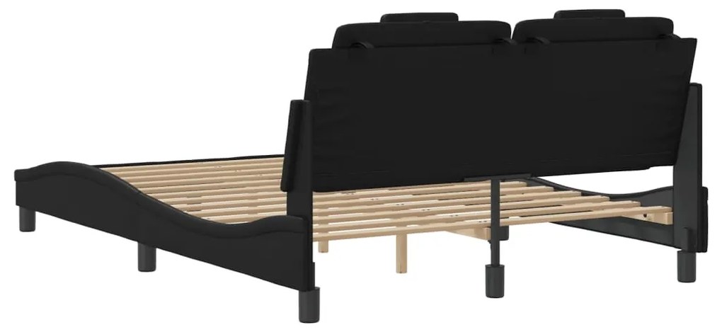 Estrutura cama c/ cabeceira 140x200 cm couro artificial preto