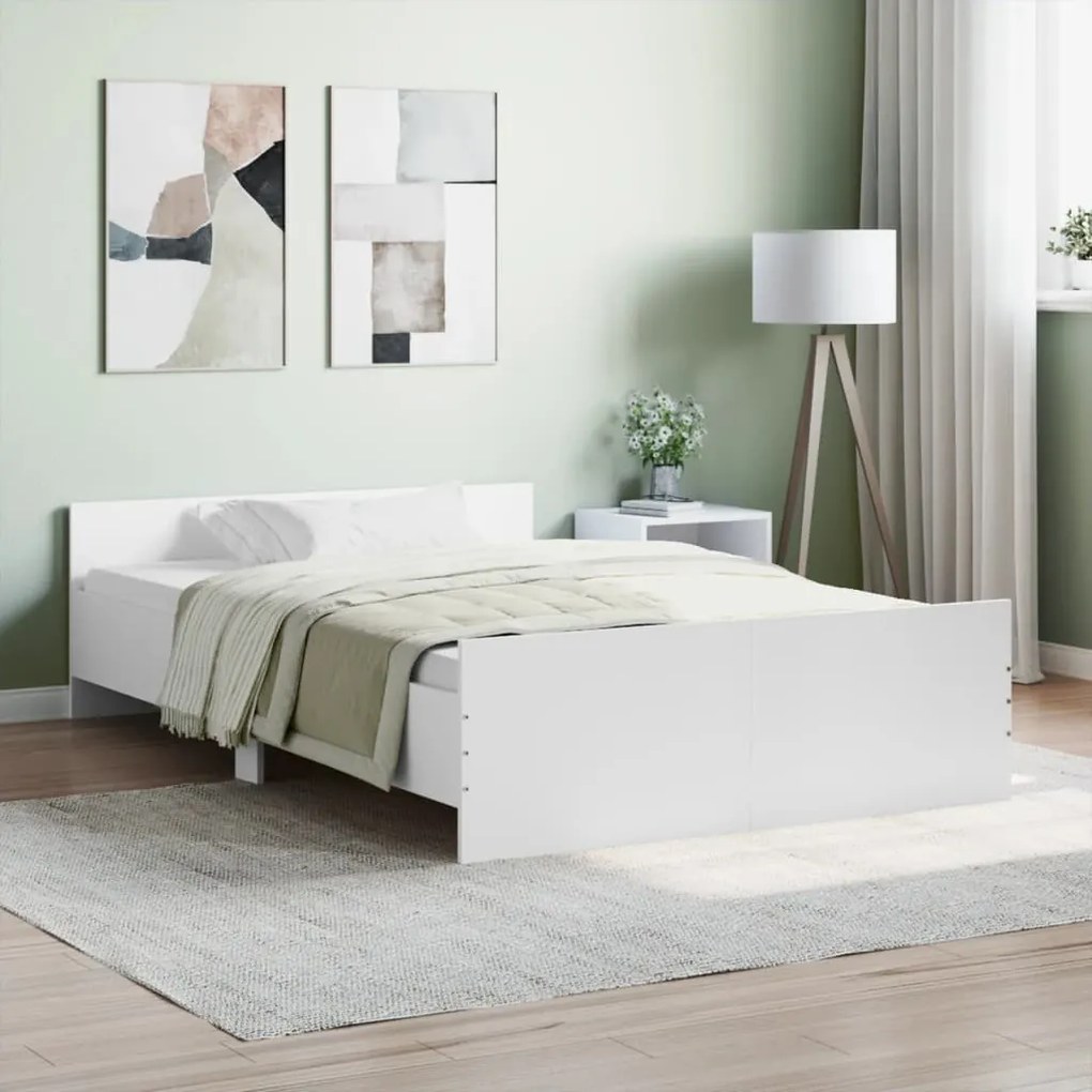 vidaXL Estrutura de cama com cabeceira e pés 120x190 cm branco