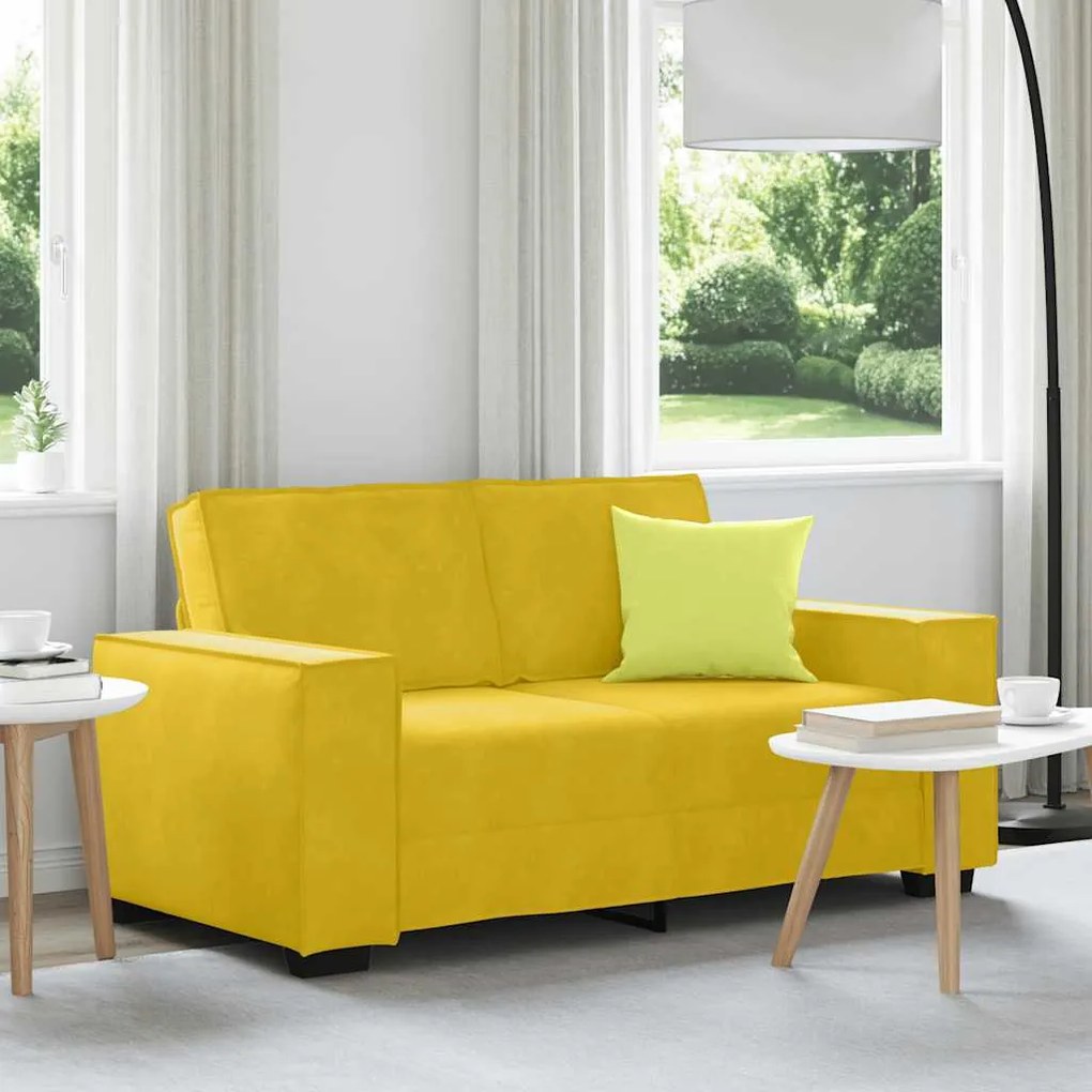 vidaXL Sofá de 2 lugares veludo 160x78x84 cm amarelo