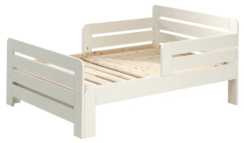 Cama infantil JUMPER transformável em 3 medidas 140, 160 e 200 cm + Estrado + colchão (140 + 60 cm) Branco