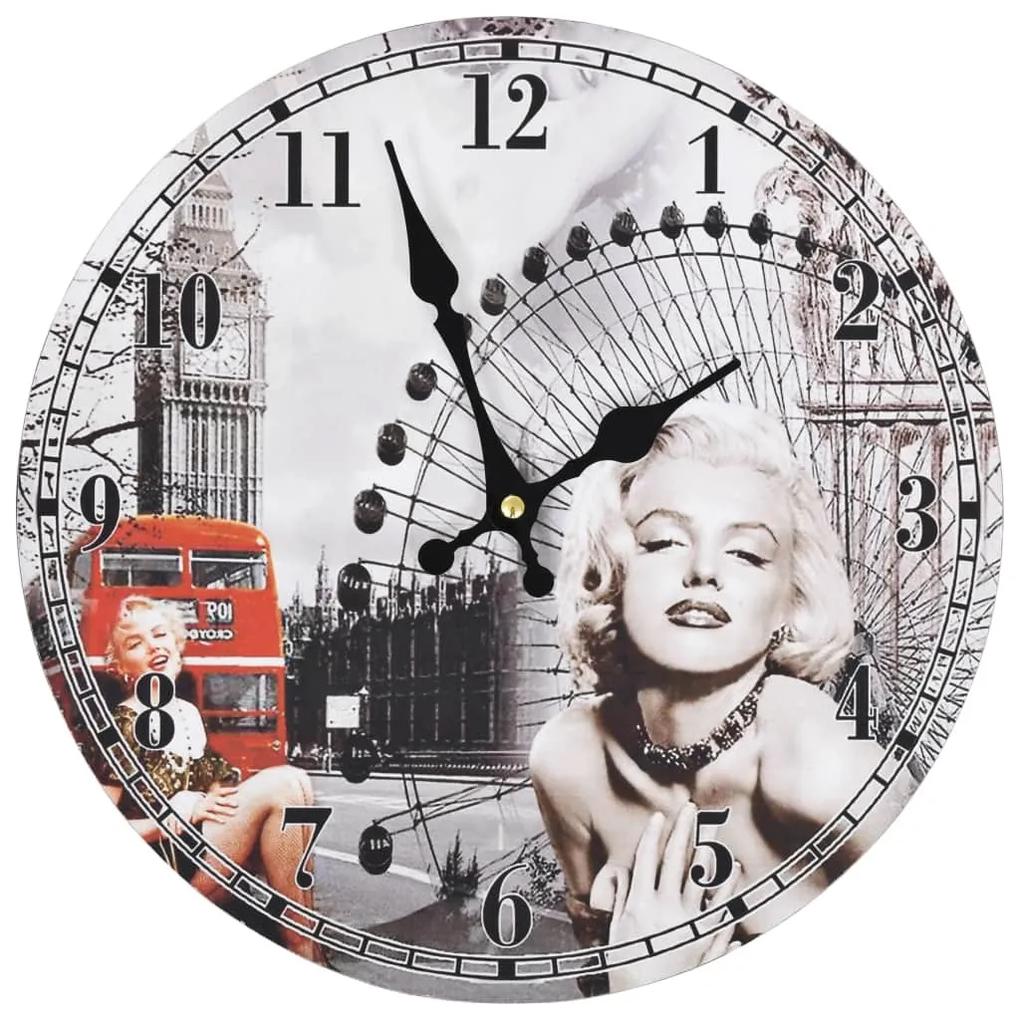 Relógio de parede vintage Marilyn Monroe 30 cm