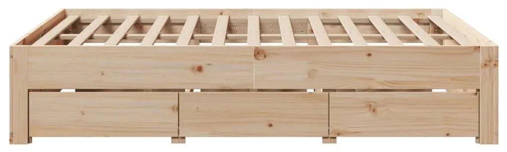 Cama sem colchão com gavetas 140x190 cm madeira de pinho maciça