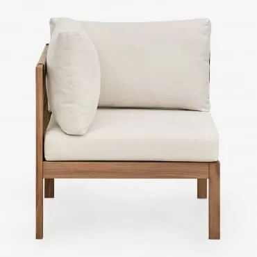 Módulo De Canto Para Sofá Modular De Jardim Em Madeira De Acácia Branson Branco Gardênia - Castanho Acácia - Sklum